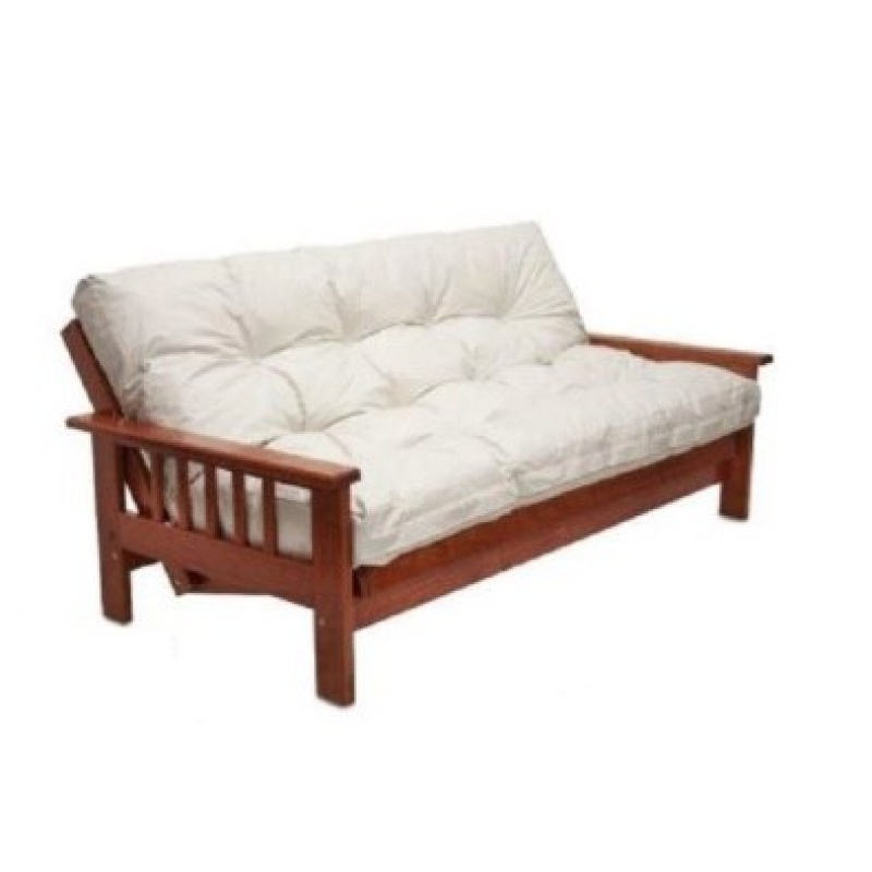 Futon 3 cuerpos pino laqueado De france ESTRUCTURA DE FUTON SOLA CON COLCHON COPOS - CEDRO - TABACO