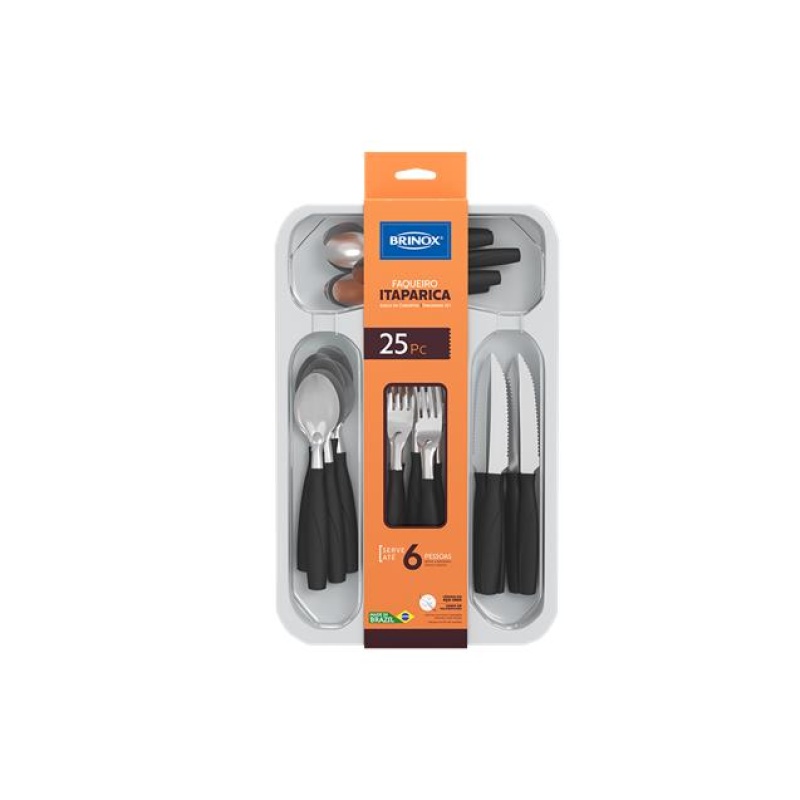 Set Cubiertos Brinox Itaparica 25 Pzs Negro